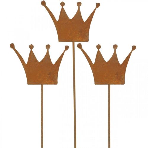 Tuinsteker patina decoratieve kroon metalen decoratie 9,5x7cm 6 st