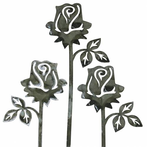 Metal stud rose zilvergrijs, white wash metaal 20cm × 8cm 12st