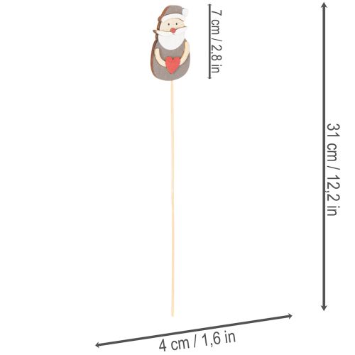 Decoratieve kerstman-stekers voor bloemstukken en potplanten, 31 cm, 12 stuks | Floristik24.nl