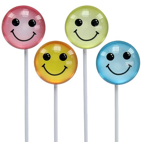 Floristik24 Deco emoticon op stok assorti kleuren 3,5cm 8st