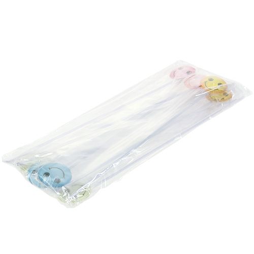 Floristik24 Deco emoticon op stok assorti kleuren 3,5cm 8st