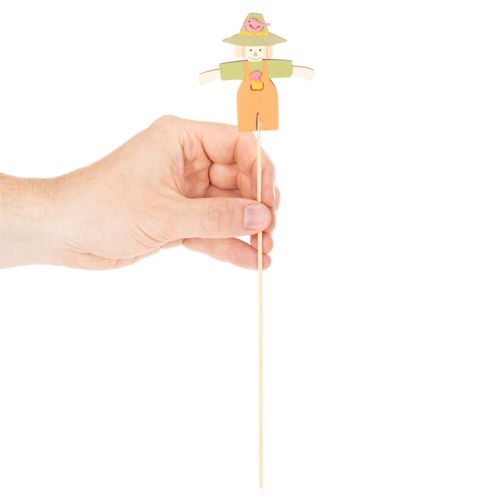 Houten vogelverschrikkerdecoraties, diverse kleuren, 30 cm, 12 stuks | Floristik24.nl