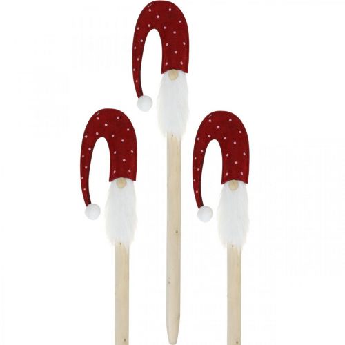 Kerstkabouter, tuinplugkabouter, kerstdecoratie hout L51cm 3st