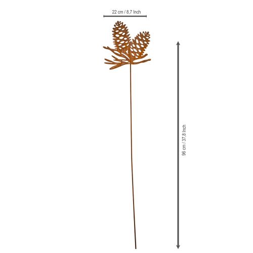 Metalen dennenappeldecoratie, dennenappelmotief, 96 cm | Floristik24.nl