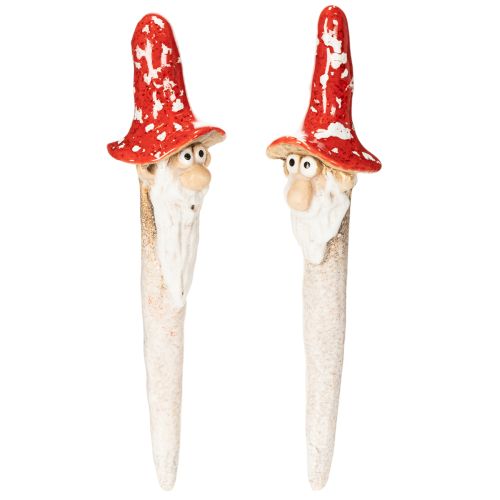 Dwergfiguurtje om op te plakken, met lange baard en paddenstoelhoed, decoratie, 17 cm, 2 stuks kopen | Floristik24.nl