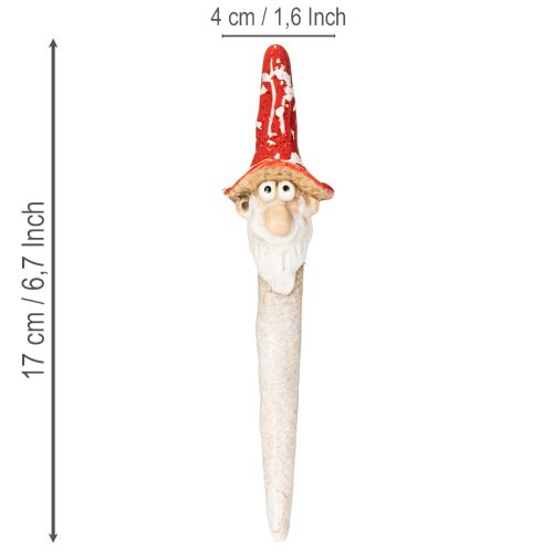 Dwergfiguurtje om op te plakken, met lange baard en paddenstoelhoed, decoratie, 17 cm, 2 stuks | Floristik24.nl