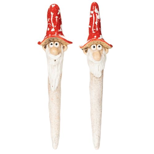 Dwergfiguurtje om op te plakken, met lange baard en paddenstoelhoed, decoratie, 17 cm, 2 stuks | Floristik24.nl