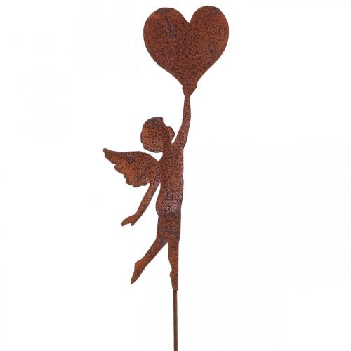 Floristik24 Tuinsteker roest engel met hartje versiering Valentijnsdag 60cm