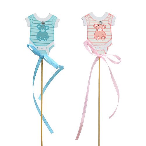 Floristik24 Geboorteplug 5,5cm L25,5cm blauw, roze 24 st