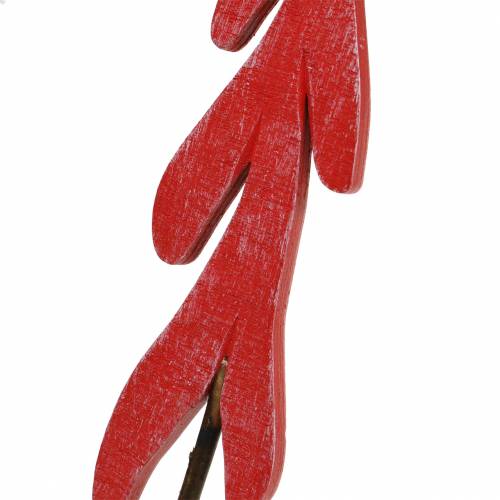 Floristik24 Decoratieve plug fir rood / grijs / wit H42cm 6st