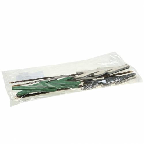 Floristik24 Decoratieve plug spar groen / grijs / wit H42cm 8st