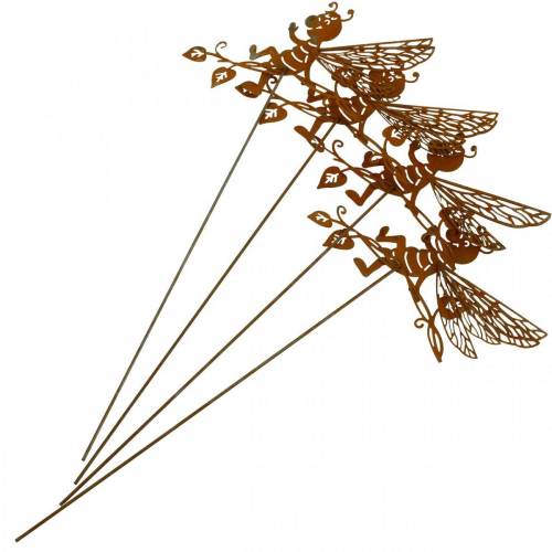 Floristik24 Tuinplug roestbij 34,5 × 14cm metalen tuindecoratie 4st