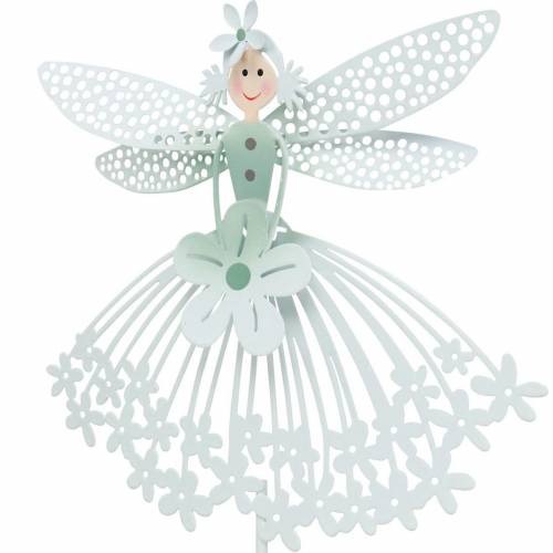 Floristik24 Decoratieve plug bloemenfee, metalen decoratie, elf op een stok, bloem plug, lente decoratie