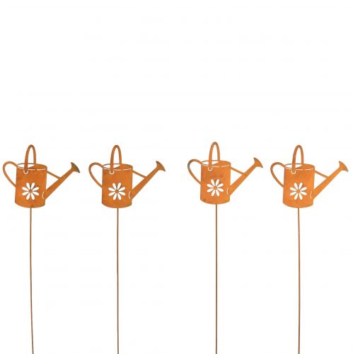 Artikel Bloemplug metaal roest decoratie gieter 10x8,5cm 4 stuks