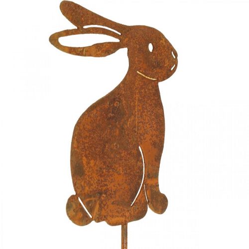 Floristik24 Tuindecoratie roest Paashaas bloemsteker metaal 7×9cm