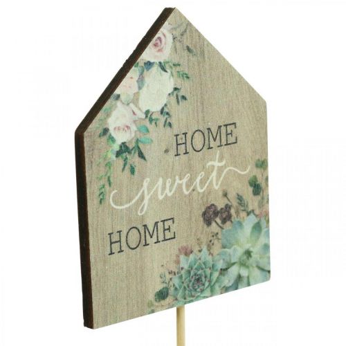 Artikel Bloemstekers hout Home Sweet Home decoratie 6,5x7,5cm 18st