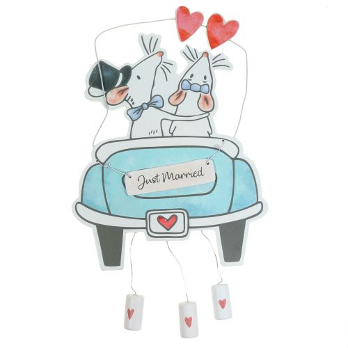 Floristik24 Decoratief hangend "Just Married" 30cm x 17cm 2st