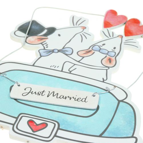 Floristik24 Decoratief hangend "Just Married" 30cm x 17cm 2st