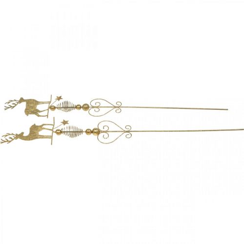 Floristik24 Decoratie pluggen rendier goud antiek look H58cm 2st
