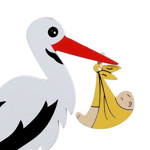 Floristik24 Stekker ooievaar met baby 10cm L28cm 14st