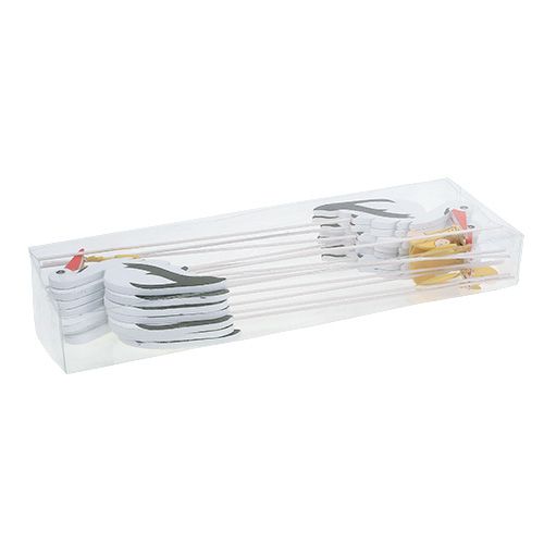 Floristik24 Stekker ooievaar met baby 10cm L28cm 14st