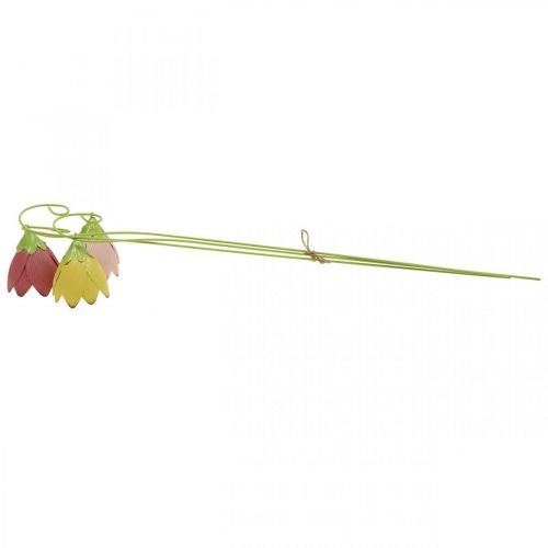 Floristik24 Tuinstekers metaal sierbloemen roze roze geel L58cm 3st