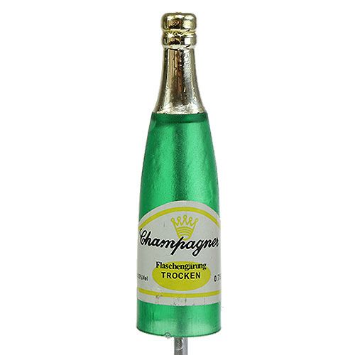 Artikel Stekker champagneflessen bruin, groen, geel 7,5cm L28,5cm 10 stuks