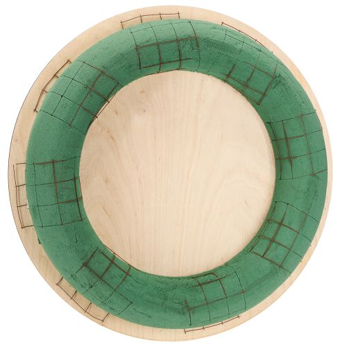 Steekschuimkrans houten plank nat steekschuim 38cm 2 stuks