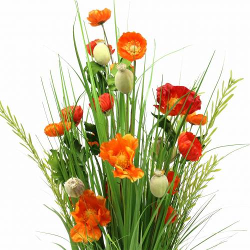 Floristik24 Decoratief staand boeket klaproos kunst oranje H77cm