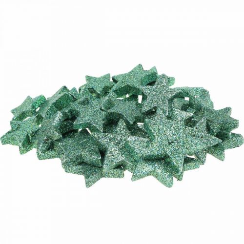 Floristik24 Strooidecoratie Kerststerren strooisterren groen Ø4/5cm 40 st
