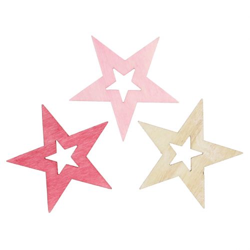 Floristik24 Sterren om te strooien roze, roze, naturel 4cm 72 st