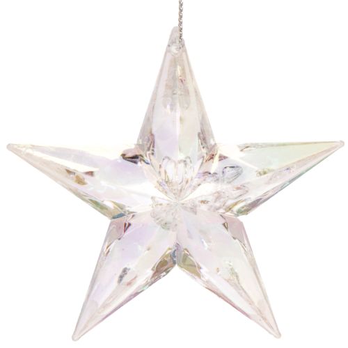 Decoratieve sterornamenten, iriserend transparant acryl, kerstboomversiering, 9 cm, 6 stuks | Floristik24.nl
