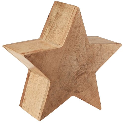 Artikel Ster decoratieve houten tafeldecoratie mangohout voor staand naturel Ø24cm