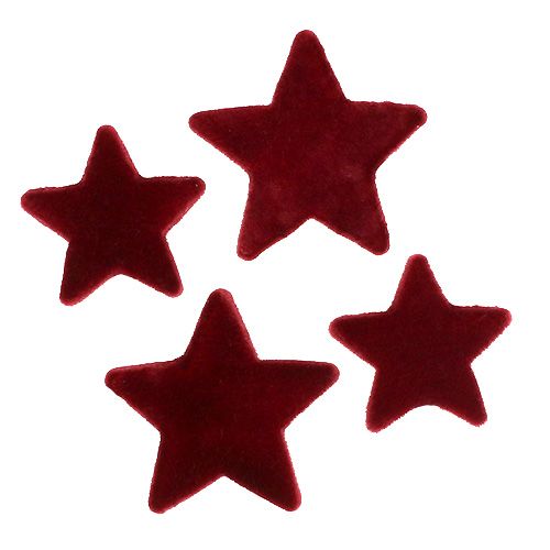 Floristik24 Kerstdecoratie sterren Bordeaux gevlokte tafeldecoratie 4–5cm 40st