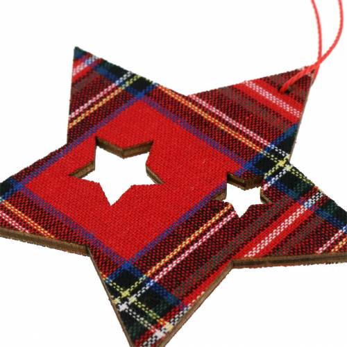 Floristik24 Kerstboomversiering Schots ruitje Rood 8cm 12st