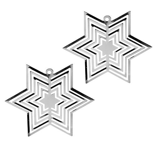 Floristik24 Ster metaal zilver 6cm 24st