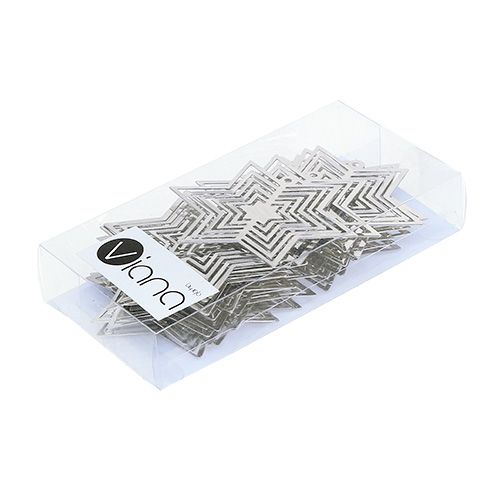 Floristik24 Ster metaal zilver 6cm 24st