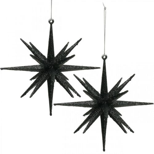 Floristik24 Kerstdecoratie sterren om op te hangen zwart Ø15cm 4st