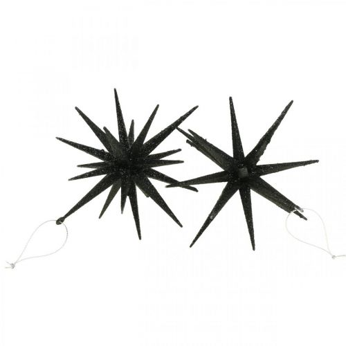 Floristik24 Kerstdecoratie sterren om op te hangen zwart Ø15cm 4st