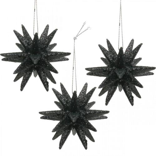 Floristik24 Kerstdecoratie sterren om op te hangen zwart Ø7,5cm 8 stuks