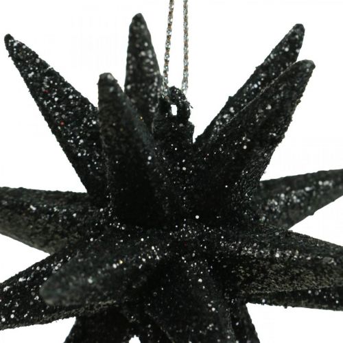 Artikel Kerstdecoratie sterren om op te hangen zwart Ø7,5cm 8 stuks