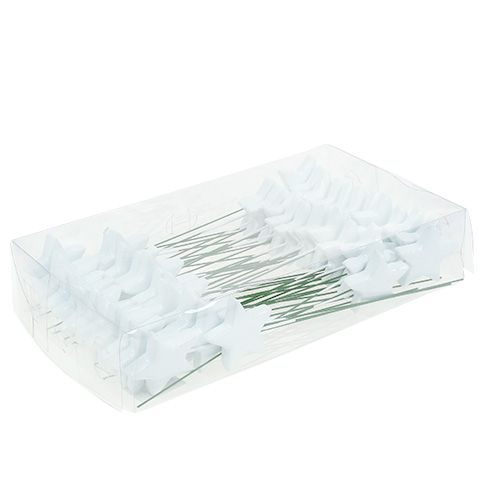 Floristik24 Ster op draad 5cm wit 48 st