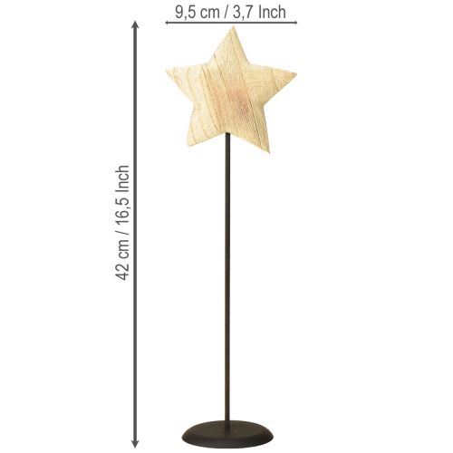 Artikel Ster van hout, natuurlijke houten ster staande tafeldecoratie H42cm