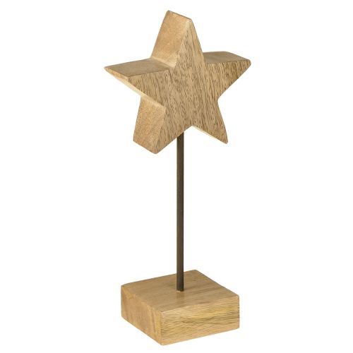 Floristik24 Houten ster natuurlijke houten sterren om neer te zetten H23cm 2 stuks
