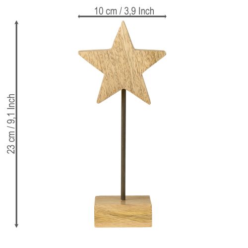 Artikel Houten ster natuurlijke houten sterren om neer te zetten H23cm 2 stuks