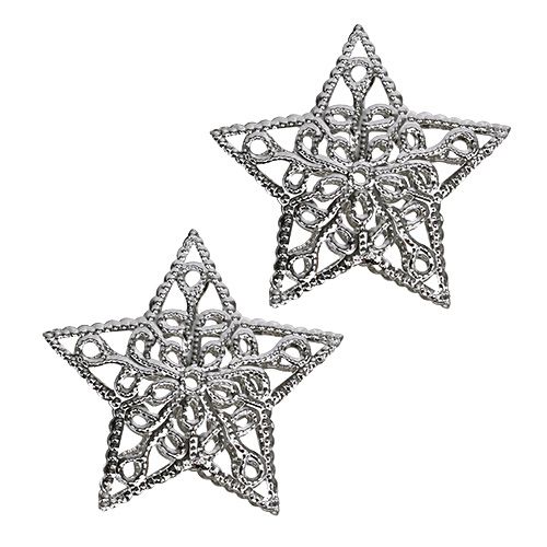 Floristik24 Ster van metaal zilver 6cm 20 st