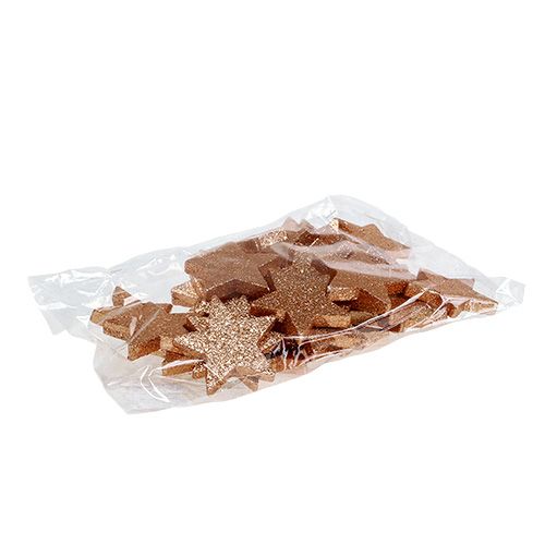 Floristik24 Ster koper 6,5 cm met mica 36 stks
