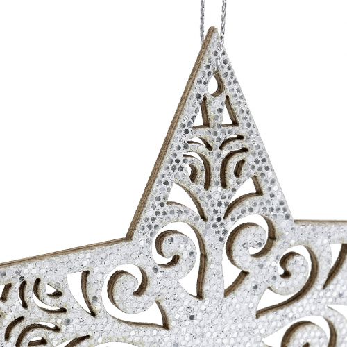 Floristik24 Ster zilver om op te hangen 8cm - 12cm 9st