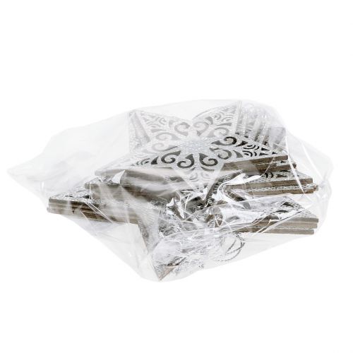 Floristik24 Ster zilver om op te hangen 8cm - 12cm 9st