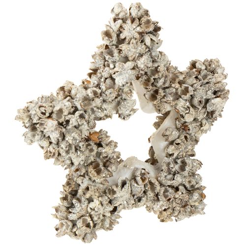 Ophangster kerstdecoratie wit, glitter Ø15cm